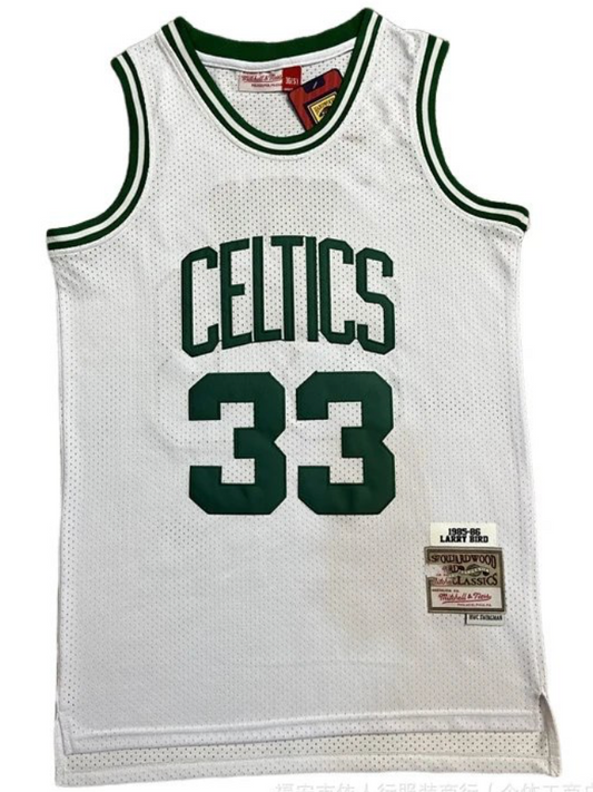 Celtics L Bird White Basketball Jersey